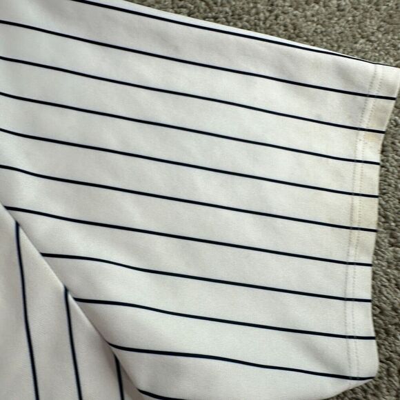 New York Yankees Majestic Jersey Mens XXL 2X White Alex Rodriguez Pin Stripe * - Picture 3 of 16